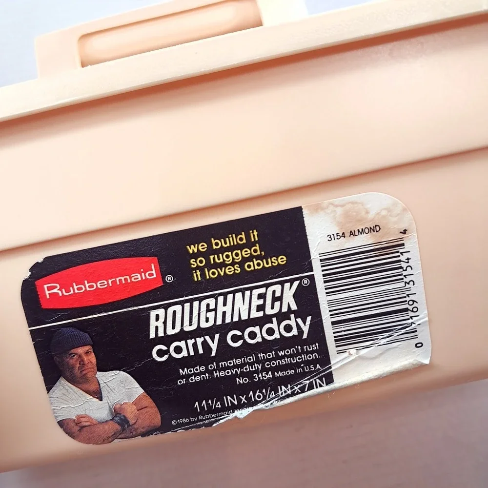 Vintage Rubbermaid 3154 Divided Storage Roughneck Carry Caddy toolbox USA almond